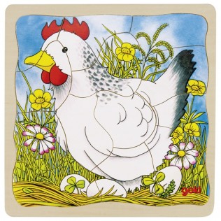 puzzle poule en bois