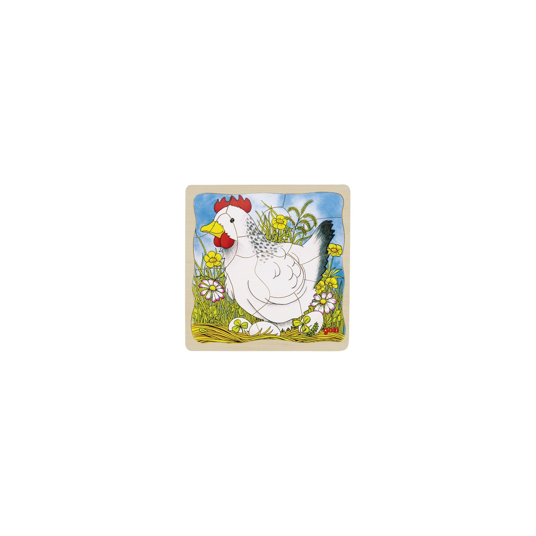 puzzle poule en bois